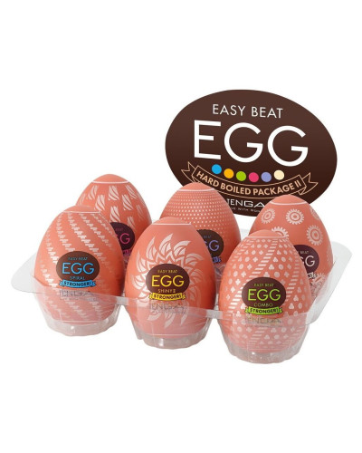 Набір мастурбаторів-яєць Tenga Egg Hard Boilded II Pack (6 яєць), щільний TPE, опукла текстура - Фото №1
