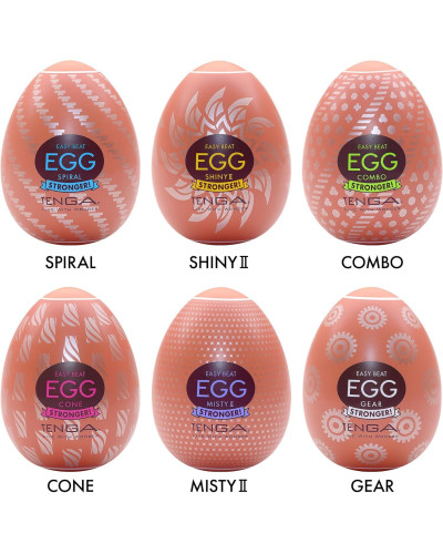 Набір мастурбаторів-яєць Tenga Egg Hard Boilded II Pack (6 яєць), щільний TPE, опукла текстура - Фото №2