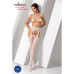 Мереживні колготки-бодістокінги Passion S014 One Size, White, імітація панчіх та пояса з гартерами - Фото №2