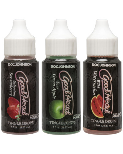 Набір крапель для мінету Doc Johnson GoodHead - Tingle Drops (Watermelon, Green Apple, Strawberry) - Фото №1