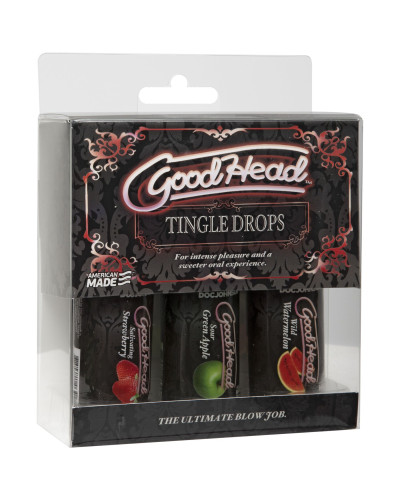 Набір крапель для мінету Doc Johnson GoodHead - Tingle Drops (Watermelon, Green Apple, Strawberry) - Фото №2