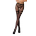 Сітчасті колготки з відкритим доступом Passion S015 One Size, Black, імітація панчіх і трусиків - Фото №1