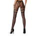 Сітчасті колготки з відкритим доступом Passion S015 One Size, Black, імітація панчіх і трусиків - Фото №2