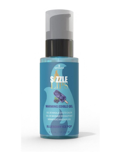 Зігрівальний масажний гель Sensuva Sizzle Lips Blueberry Ice Pop (59 мл), без цукру, їстівний - Фото №1