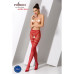 Сітчасті колготки з відкритим доступом Passion S015 One Size, Red, імітація панчіх і трусиків - Фото №2