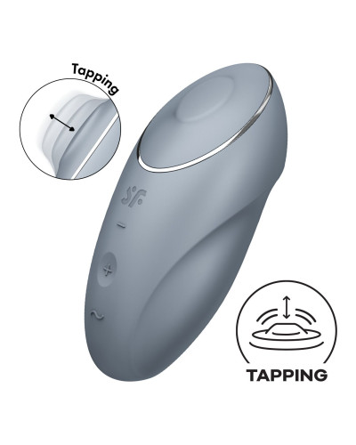 Вибростимулятор-пульсатор Satisfyer Tap & Climax 1 Bluegrey, эффект постукивания пальцем, 2 мотора - Фото №1