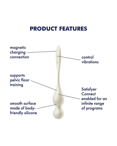 Вагинальные смарт-шарики с вибрацией Satisfyer Love Birds 1 Connect App White, 78 г - Фото №6