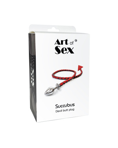 Металева анальна пробка L з диявольським хвостом Art of Sex - Succubus, екошкіра, чорний - Фото №5