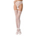 Сітчасті панчохи-стокінги Passion S016 One Size, White, імітація ажурного пояса з гартерами - Фото №1