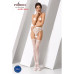Сітчасті панчохи-стокінги Passion S016 One Size, White, імітація ажурного пояса з гартерами - Фото №2