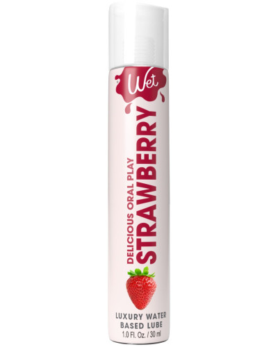 Лубрикант на водной основе Wet Oral Play Strawberry (30 мл), съедобный, без сахара - Фото №1