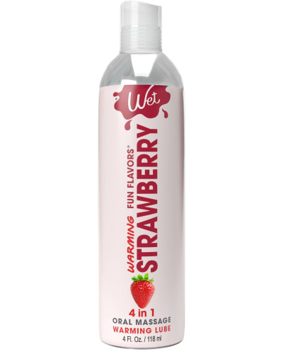 Зігрівальний лубрикант на водній основі Wet Warming Strawberry 4 in 1, без цукру (118 мл) - Фото №1