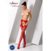 Сітчасті панчохи-стокінги Passion S018 One Size, Red, імітація пояса, сітка з вертикальними смужками - Фото №2