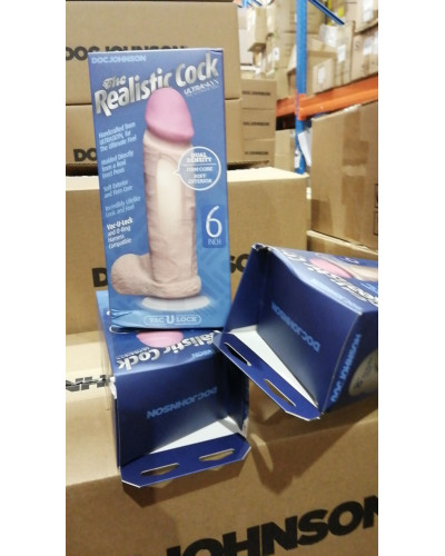 Фалоімітатор Doc Johnson The Realistic Cock 6 inch White – ULTRASKYN, Vack-U-Lock (м'ята упаковка!) - Фото №2