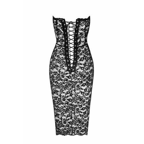 Сукня Noir Handmade F301 Catalyst, XL, black, міді, мереживо, відкриті плечі, шнурівка на спині