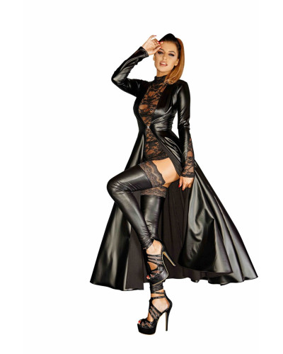 Сукня-плащ з мокрим ефектом Noir Handmade F128C Powerwetlook gown coat, L - Фото №2