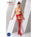 Сітчасті панчохи-стокінги Passion S020 One Size, Red, ажурний візерунок, імітація пояса з гартерами - Фото №2
