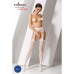 Сітчасті панчохи-стокінги Passion S020 One Size, White, ажурний візерунок, імітація пояса з гартерам - Фото №2