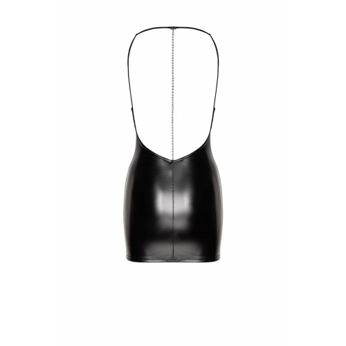 Сукня Noir Handmade F307 Mirage, 3XL, black, міні, під латекс, відкрита спина, декор зі стразів