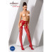 Сексуальні колготки-бодістокінги Passion S022 One Size, Red, імітація панчіх і пояса з гартерами - Фото №2
