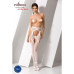 Еротичні колготки-бодістокінги Passion S023 One Size, White, імітація панчіх з ромбами та пояском - Фото №2