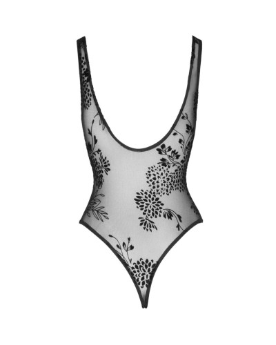 (SALE) Боди Noir Handmade F242 Tulle body with patterned flock embroidery - L - Фото №5