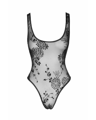 (SALE) Боди Noir Handmade F242 Tulle body with patterned flock embroidery - L - Фото №6