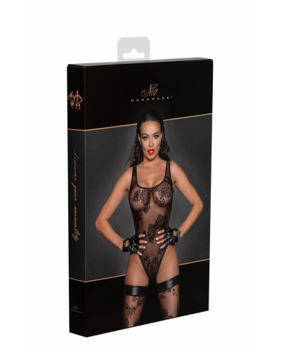 (SALE) Боди Noir Handmade F242 Tulle body with patterned flock embroidery - L - Фото №7