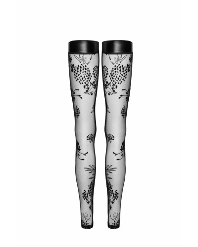 Панчохи Noir Handmade F243 Tulle stockings with patterned flock embroidery - 3XL - Фото №5