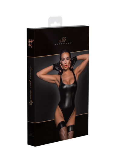 Боди Noir Handmade F244 Powerwetlook body with high cut bottom hem - M - Фото №6