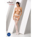 Еротичні колготки-бодістокінги Passion S025 One Size, White, імітація ажурних панчішок з пояском - Фото №2
