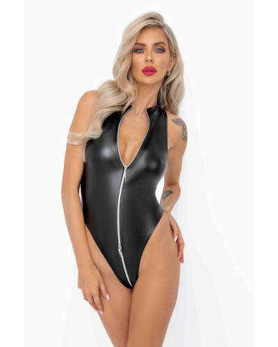 Боди Noir Handmade F294 Powerwetlook bodysuit with front zipper - XL - Фото №5