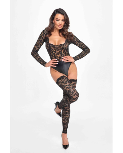 Боди Noir Handmade F296 Psyche bodysuit of lace and wetlook - L - Фото №3