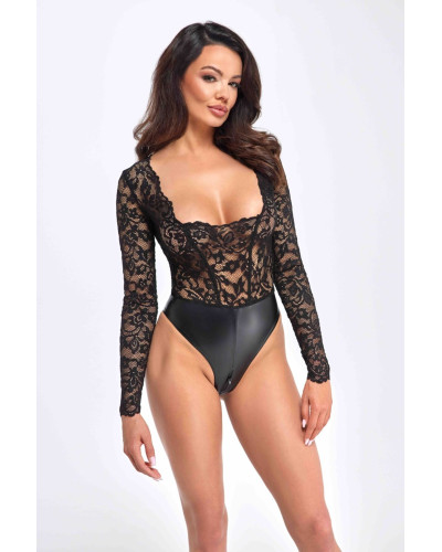 Боди Noir Handmade F296 Psyche bodysuit of lace and wetlook - L - Фото №4