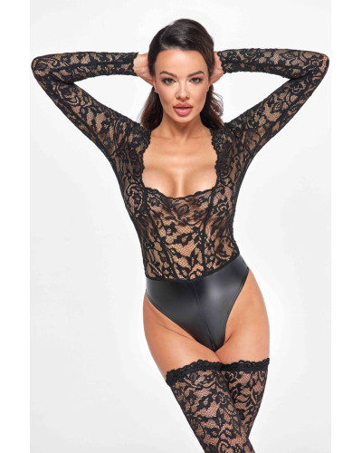 Боди Noir Handmade F296 Psyche bodysuit of lace and wetlook - L - Фото №5