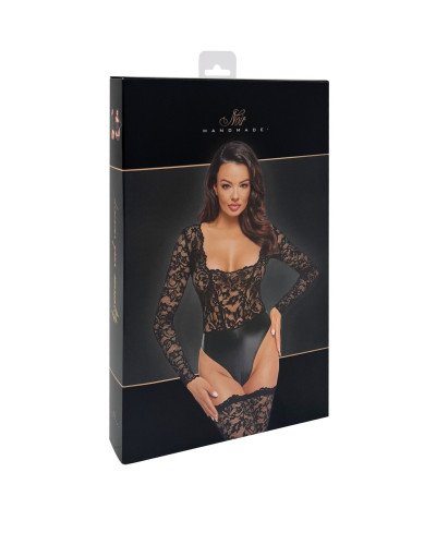 Боди Noir Handmade F296 Psyche bodysuit of lace and wetlook - L - Фото №8
