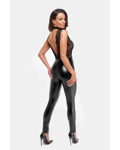 Комбінезон Noir Handmade F298 Libido Deep-V catsuit with collar and pearl chain - M - Фото №2