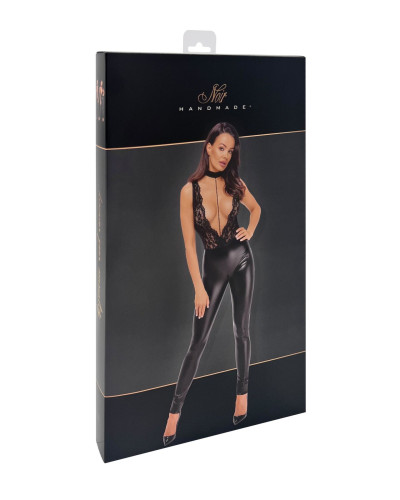 Комбінезон Noir Handmade F298 Libido Deep-V catsuit with collar and pearl chain - M - Фото №7