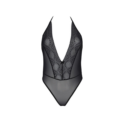 Боді Passion DROSERA BODY black, S/M, високі вирізи, верх на зав’язках