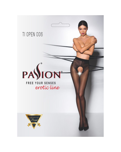 Еротичні колготки Passion TIOPEN 006 1/2 (30 den), black, з вирізом, імітація трусиків - Фото №5