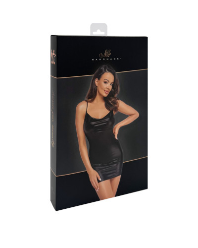Платье Noir Handmade F307 Mirage wetlook mini dress with jewelry rhinestone chain - L - Фото №7