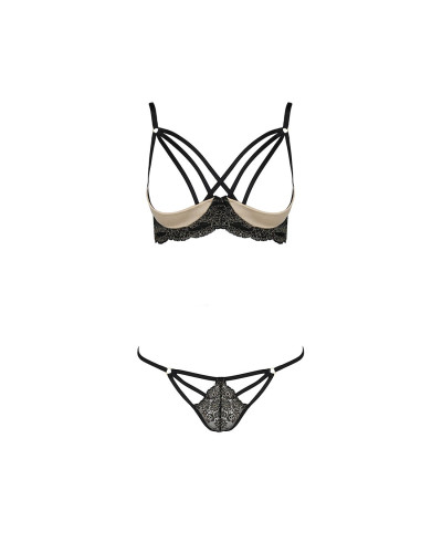 Комплект белья Passion Exclusive VALERY SET OpenBra L/XL, black, стрепи, трусики, открытый лиф - Фото №5