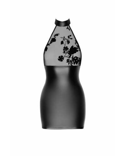 Сукня Noir Handmade F311 Eros mini halter dress of flocked mesh and wetlook - 3XL - Фото №4