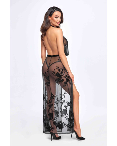 Сукня Noir Handmade F312 Divinity long flocked mesh dress with open back - M - Фото №2