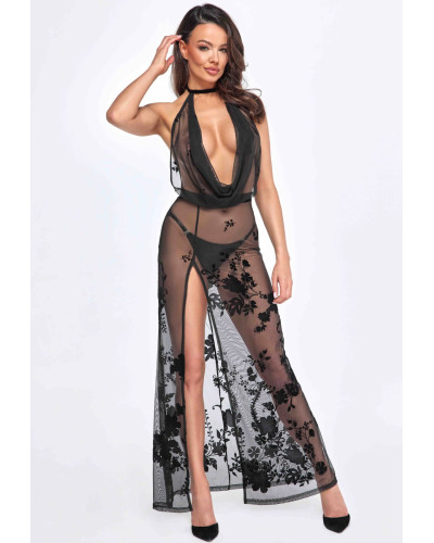 Сукня Noir Handmade F312 Divinity long flocked mesh dress with open back - M - Фото №3