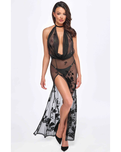 Платье Noir Handmade F312 Divinity long flocked mesh dress with open back - XL - Фото №1