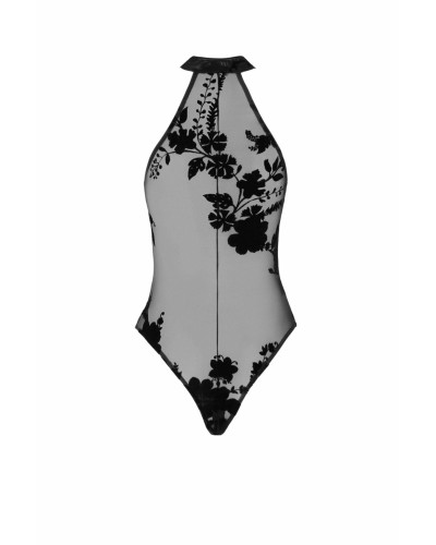 Боди Noir Handmade F314 Ego flocked mesh halter bodysuit - M - Фото №5