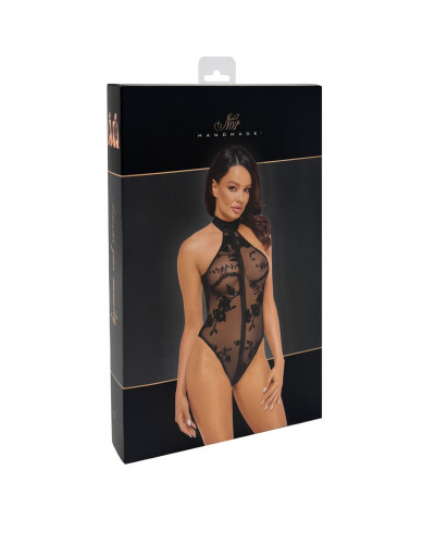 Боди Noir Handmade F314 Ego flocked mesh halter bodysuit - M - Фото №6