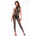 Бодістокінг Noir Handmade F315 Ego flocked mesh halter catsuit - L - Фото №1