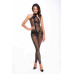 Бодістокінг Noir Handmade F315 Ego flocked mesh halter catsuit - L - Фото №4